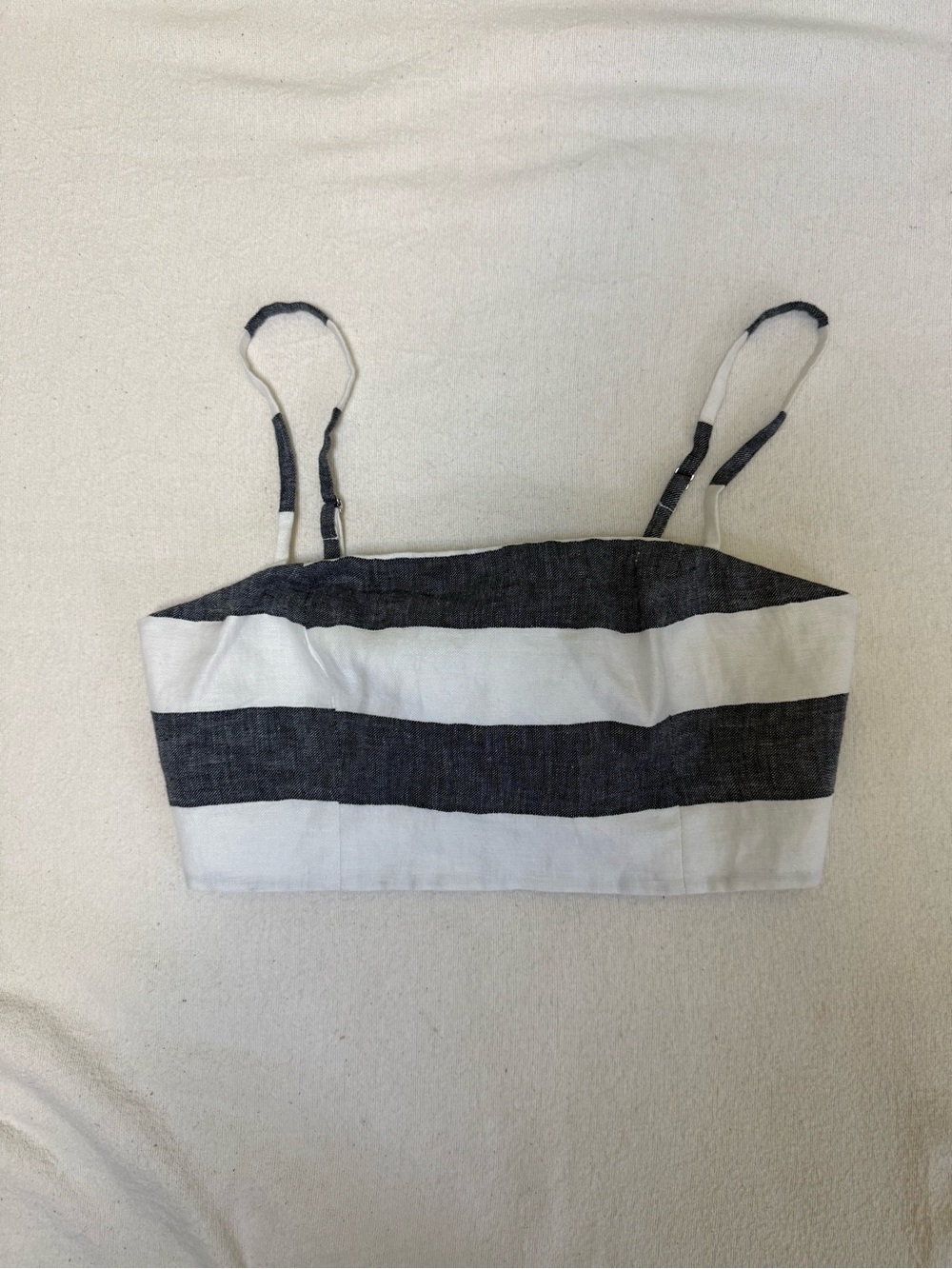 Kookai Navy and White Striped Crop Top